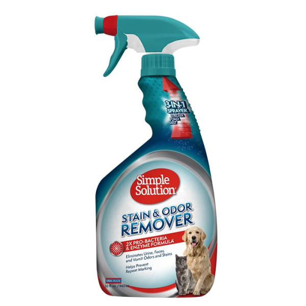 Спрей Simple Solution (Симпл Солюшн) Stain & Odor Remover для котов и собак нейтрализация запахов и пятен 945 мл