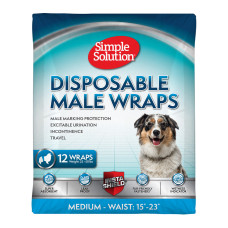 Simple Solution Disposable Wrap For Male Dogs - Вологовбирний поясок для для собак середніх порід 12 шт.