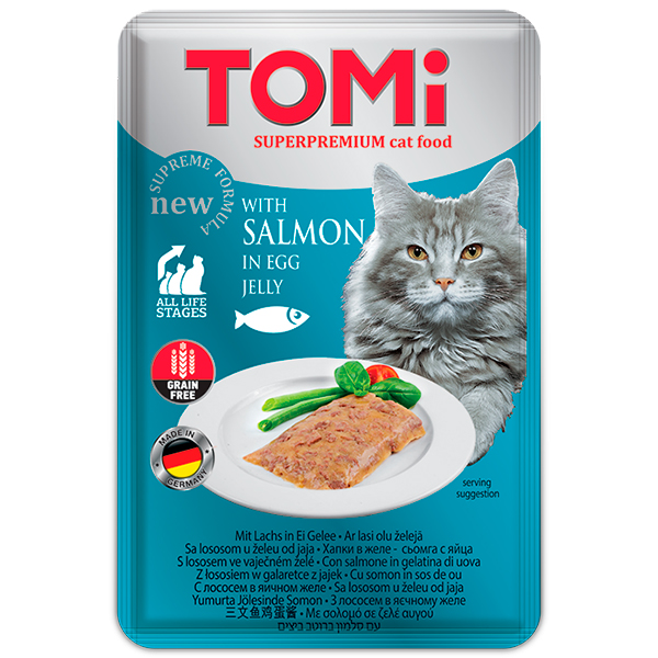 TOMi(Томи) Cat Salmon in Egg Jelly - Влажный корм для котов с лососем в яичном желе 100 г