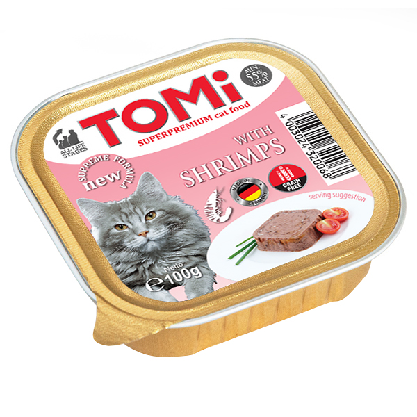 TOMi(Томи) Cat Shrimps - Консерва для котов, паштет с криветками 100 г