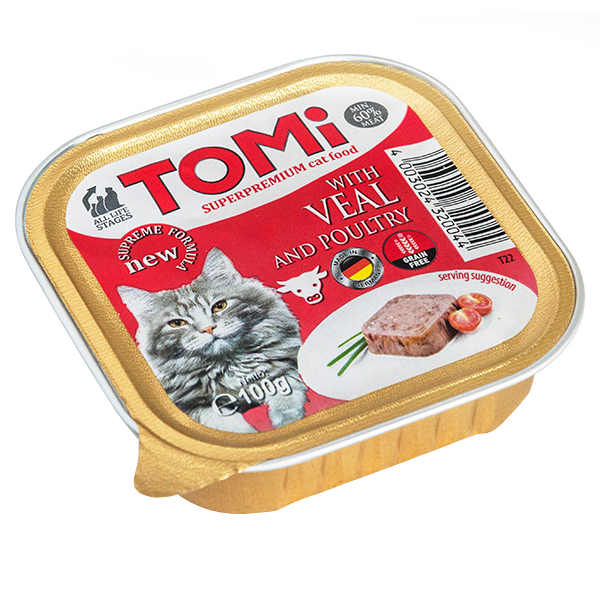 TOMi (Томи) Cat Veal & Poultry - Консерва для котов, паштет телятина с птицей  100 г