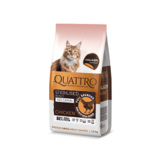 Quattro (Кватро) Cat Grain Free Chicken Sterilised Adult - Сухий беззерновий корм для дорослих стерилізованих котів з м’ясом курки 1.5 кг