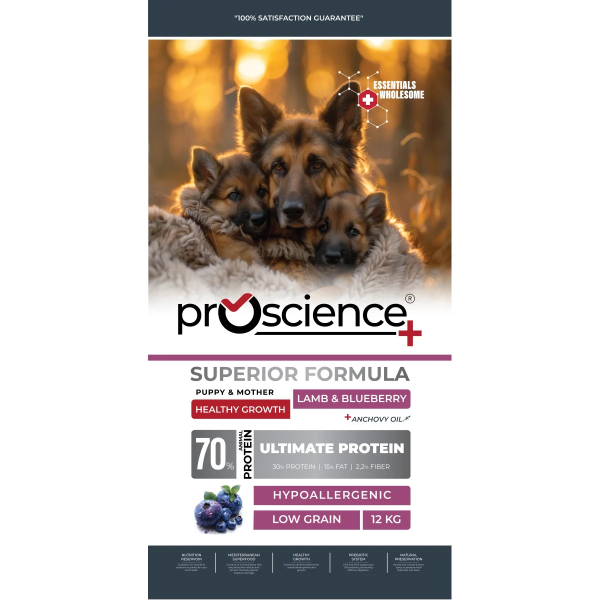 ProScience (ПроСайнс) Dog Lamb & Blueberry Hypoallergenic Mother & Puppy - Сухой гипоаллергенный корм для беременных, кормящих собак и щенков в первые месяцы жизни с мясом ягнёнка, черникой и рисом 1.5 кг
