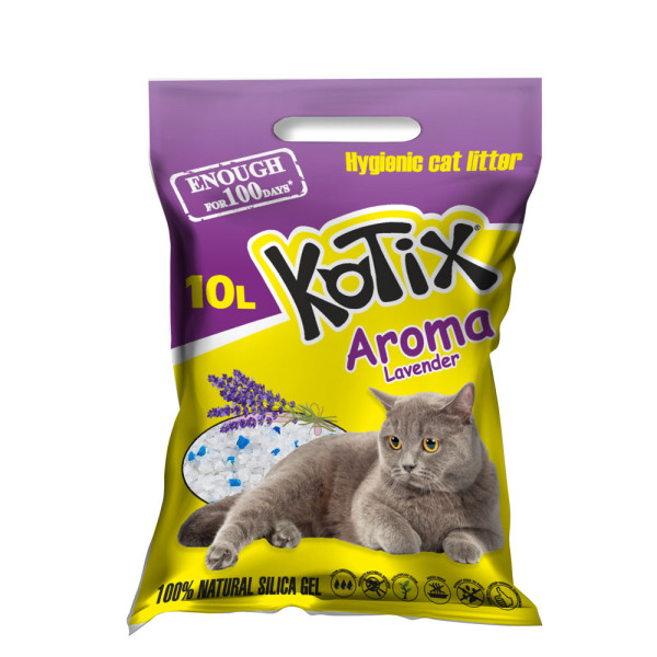 Kotix (Котикс) Natural Silica Gel Lavander - Наполнитель силикагелевый для кошачьих туалетов с ароматом лаванды 10 л.