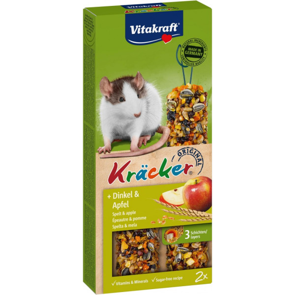 Vitakraft (Витакрафт) Kracker Rat - Лакомство для крыс крекер с зерном и фруктами 2 шт.