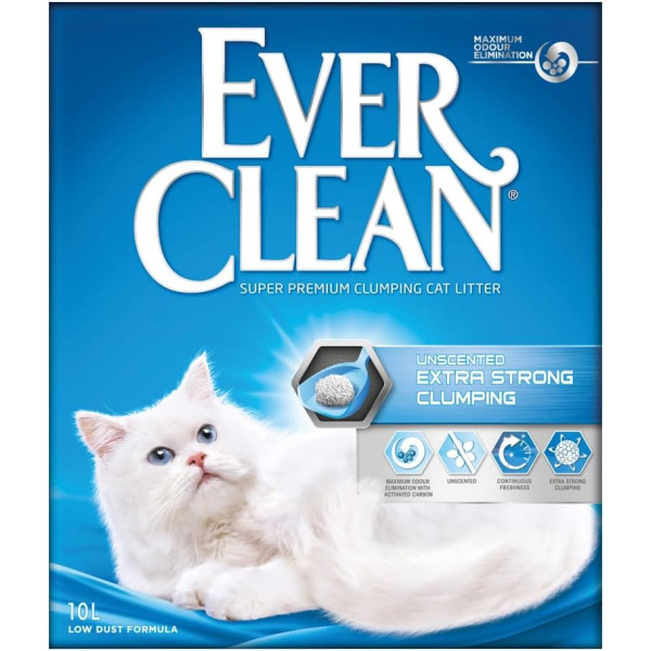 Ever Clean (Эвер Клин) Extra Strong Clumping Unscented - Наполнитель для кошачьих туалетов, экстра сильно комкующийся без аромата 10 л