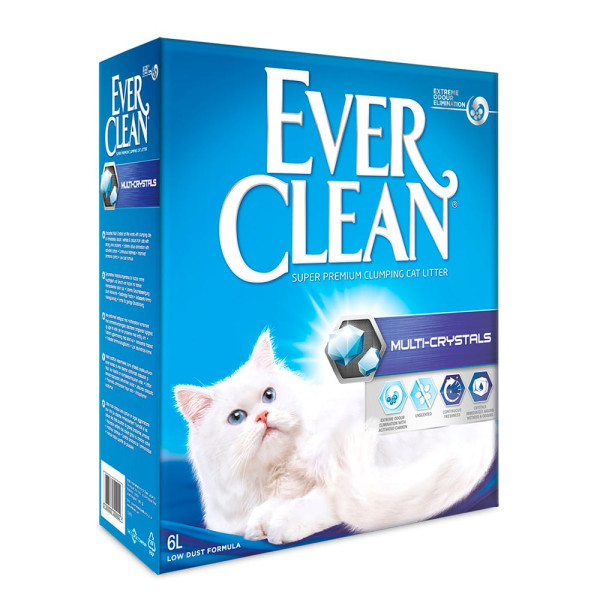 Ever Clean (Эвер Клин) Multi-Crystals - Наполнитель для кошачьих туалетов, комкующийся с силикагелевыми кристаллами без аромата 6 л
