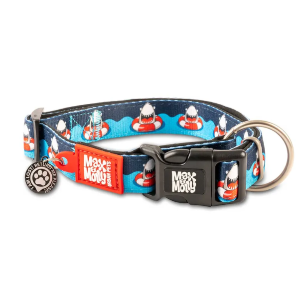 Max & Molly ( Макс Молли) Smart ID Collar Frenzy the Shark XS - Ошейник для собак с принтом бешеная акула