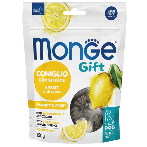 Monge (Монж) Gift Dog Grain Free Rabbit & Lemon Immunity Support Adult All Breeds лакомство беззерновое для взрослых собак всех пород для поддержки иммунитета с мясом кролика и лимоном 150 г