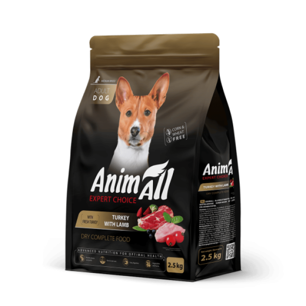 Animall (Энимал) Dog Medium Breed Fresh Turkey and Lamb Сухой корм для собак средних пород со свежей индейкой и ягненком 2.5 кг