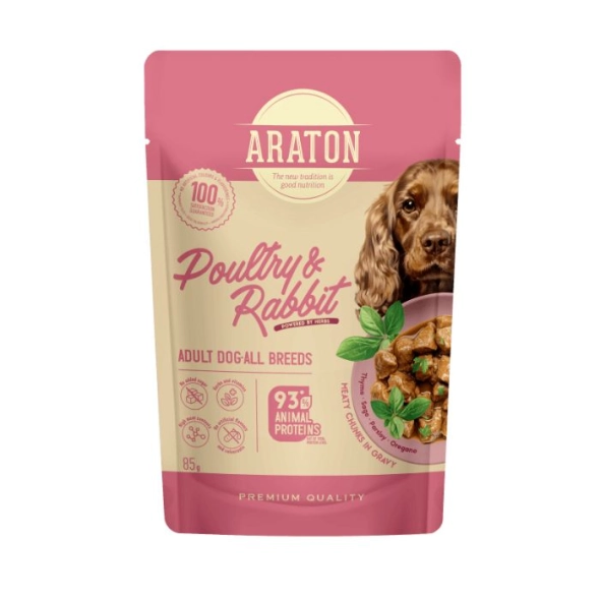 Araton (Аратон) Adult Dog All Breeds With Poultry And Rabbit - Влажный корм с птицей и кроликом для взрослых собак всех пород 85 г