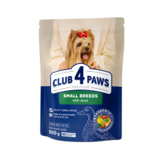 Club 4 Paws (Клуб 4 Лапи) Dog Premium Small Breeds Duck - Cухий корм для собак друбних порід з качкою 900 г