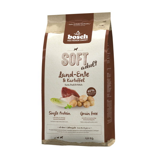 Bosch (Бош) HPC Adult Dog Soft Plus Duck & Potato - Сухой беззерновой корм для взрослых собак с уткой и картофелем 1 кг