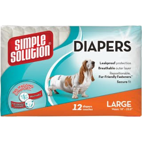 Simple Solution Disposable Diaper Large - Памперсы для собак больших пород 12 шт.