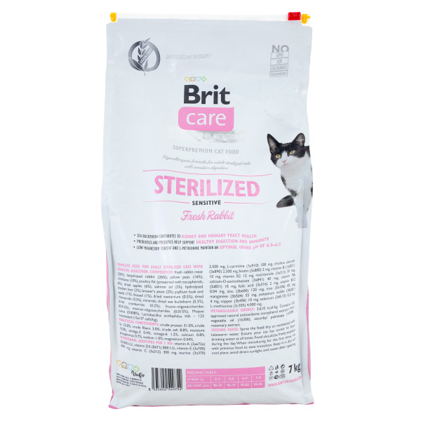 Brit Care (Бріт Кеа) Sterilized Sensitive - Сухий беззерновий корм для стерилізованих кішок з чутливим ШКТ 7 кг