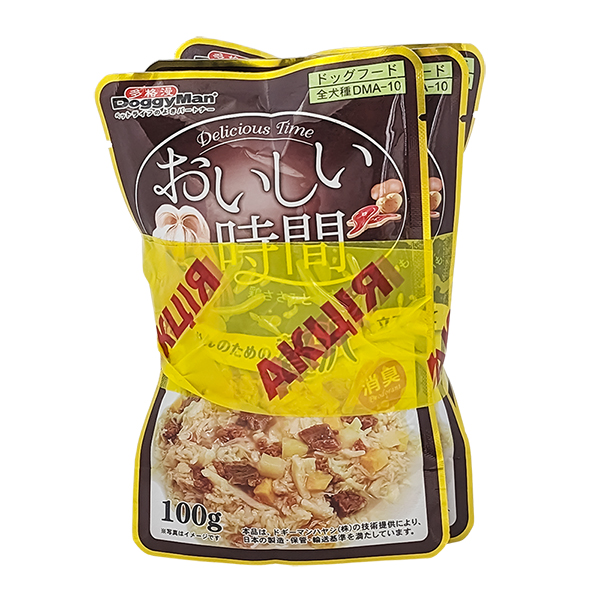 DoggyMan (Догимен) Low Fat Chicken & Beef - Набор влажных кормов для собак любого возраста склонных к лишнему весу с мясом курицы и говядины в желе 4 шт. по 100 г