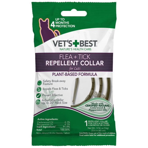 Vet's Best (Ветс Бест) Flea Tick Repellent Collar For Cats - Репеллентный ошейник для кошек от блох и клещей 60 см