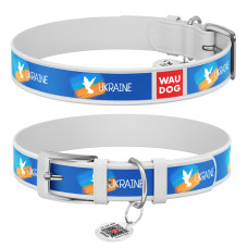 WauDog (ВауДог) Design малюнок "Пончики" - Нашийник для собак шкіряний білий (Ш 12 мм, Дов 18-24 см) XXS