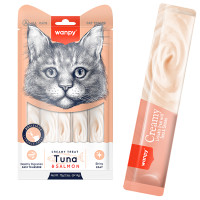Wanpy (Ванпи)  Creamy Lickable Treats Tuna & Salmon - Жидкие лакомства с тунцем и лососем для кошек 5 шт. х 14 г