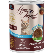 How Meow (Хау Мяу) - Влажный премиум корм для кошек с рыбой 400 г