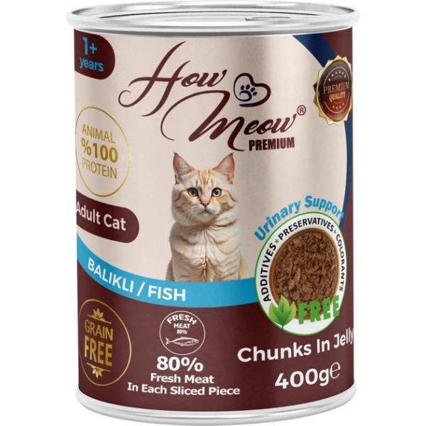 How Meow (Хау Мяу) - Влажный премиум корм для кошек с рыбой 400 г