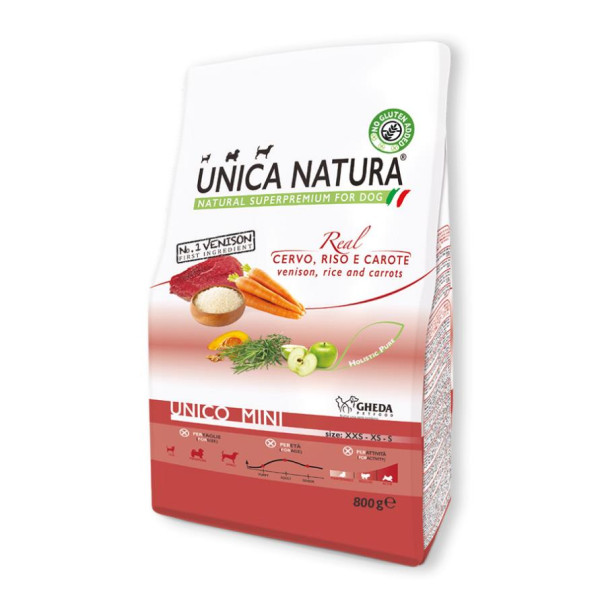 Unica (Уника Натура) Natura Unico Mini Venison, Rice and Carrots - Сухой корм для собак мини и малых пород рис и морковь 800 г