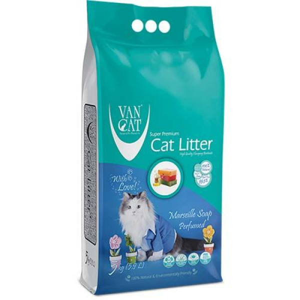 Van Cat (Ван Кэт) Marseilles - Наполнитель для кошачьих туалетов бентонитовый с ароматом марсельского мыла 5 кг.