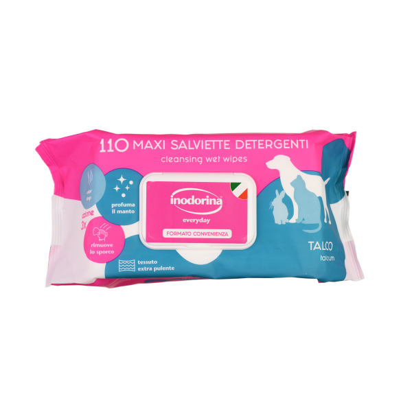 Inodorina (Инодорина) Everyday Talco - Влажные салфетки для всех типов шерсти кошек, собак и грызунов с ароматом талька 110 шт
