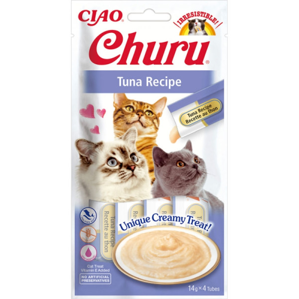 INABA (Инаба) Cat Churu Mousse With Tuna - Лакомство для кошек сливочный мусс в стиках с тунцем 56 г