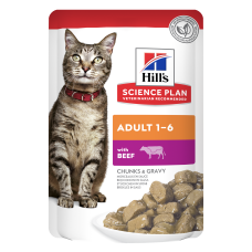 Hill`s (Хилс) Science Plan Cat Beef Chunks & Gravy Adult - Влажный корм для взрослых кошек кусочки в соусе с мясом говядины 85 г