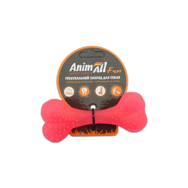 AnimAll Fun - Игрушка для собак кость, кораловая, 8 см