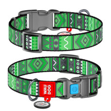 Нашийник, "Етно зелений", пласт. фастекс, Ш 15 мм, Довжина 23-35 см, S, WAUDOG Nylon c QR