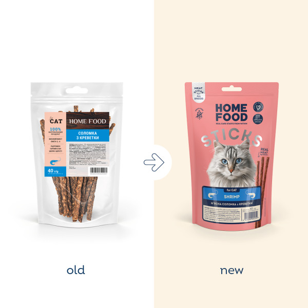 Home Food (Хоум Фуд) Cat Grain Free Shrimp Meat Strips All Life Stages - Лакомство беззерновое для котов всех возрастов мясная соломка с креветками 40 г
