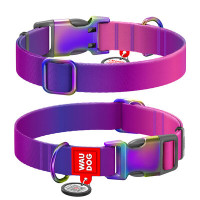 WauDog (ВауДог) Nylon Recycled Violet - Ошейник для собак нейлоновый фиолетовый градиент (Ш 25 мм, Дл 37-58 см) XL