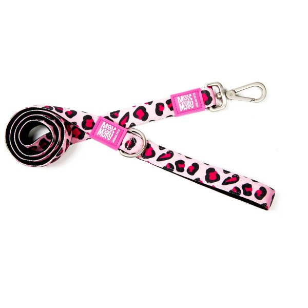 Max & Molly (Макс Молли) Short Leash Leopard Pink - Короткий поводок для собак с принтом леопард S