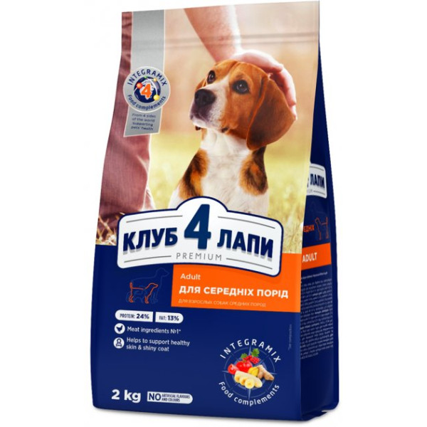 Club 4 Paws (Клуб 4 Лапы) Dog Premium Medium Breeds Chicken - Сухой корм для собак средних пород с курицей 2 кг