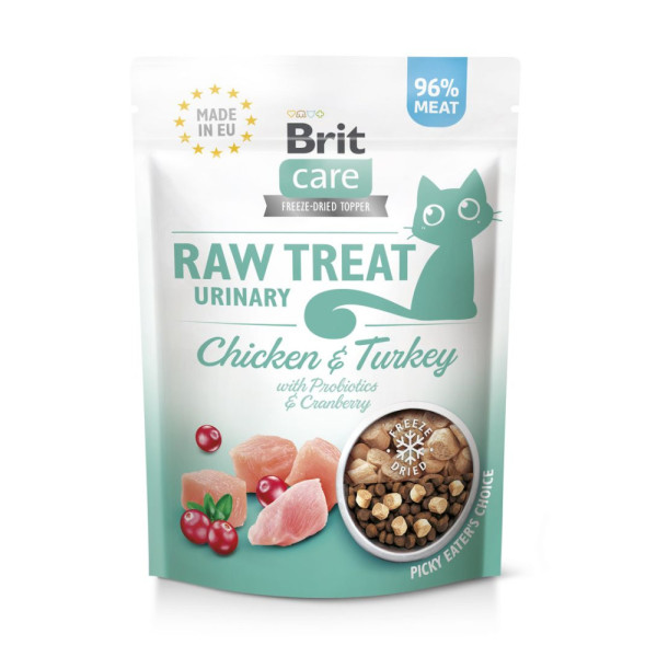 Brit Raw Treat Urinary Freeze-dried - Лакомство для кошек с курицей и индейкой, 40 г
