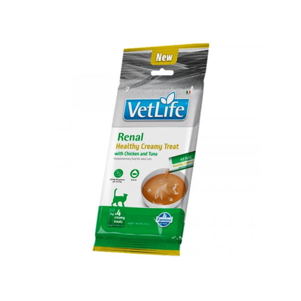Farmina Vet Life (Фармина Вет Лайф) Cat Grain Free Chicken & Tuna Cream Renal Adult - Лакомства беззерновые для взрослых котов при заболеваниях почек с мясом курицы и тунца 4х15 г