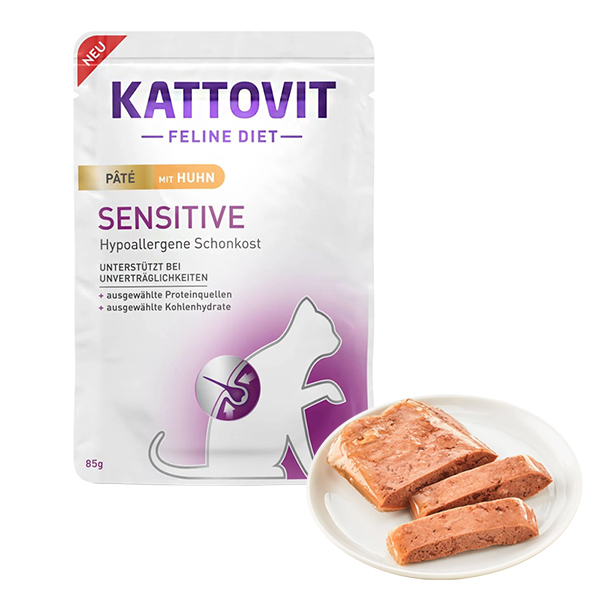 Kattovit (Катовит) Veterinary Pate Sensitive Chicken - Влажный лечебный корм для кошек с пищевой непереносимостью в паштете 85 г