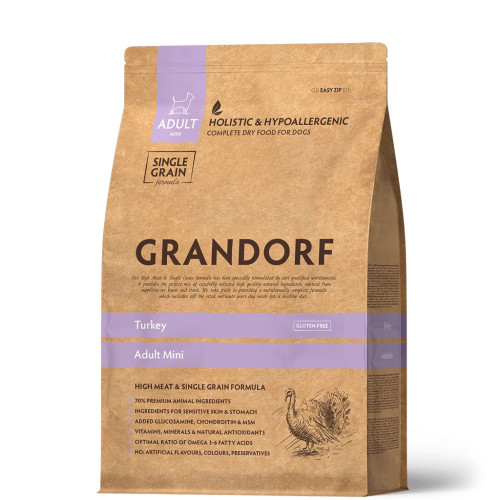 Grandorf (Грандорф) Turkey Adult Mini - Сухий гіпоалергенний корм для дорослих собак дрібних порід з м’ясом індички 1 кг