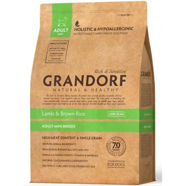 Grandorf (Грандорф) Lamb & Brown Rice Adult Mini - Сухой гипоаллергенный корм для собак малых пород с ягненком 1 кг
