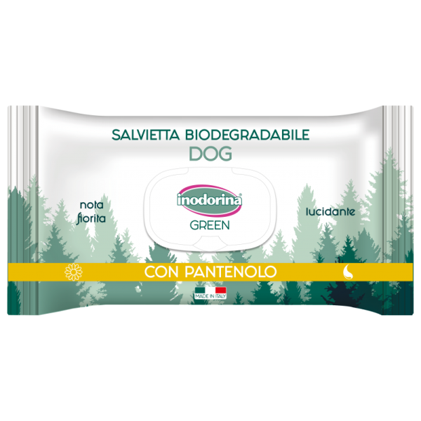 Inodorina (Инодорина) Green Pantenolo - Влажные биоразлагаемые салфетки с пантенолом для всех типов шерсти собак 30 шт
