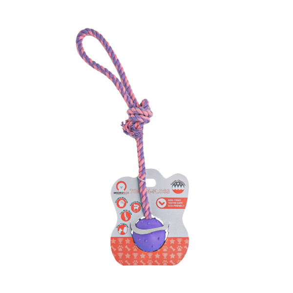 Misoko&Co (Мисоко&Ко) Ball with Rope Purple - Игрушка для собак фиолетовый мяч с веревкой 37x5 см