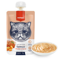 Wanpy (Ванпи) Salmon Chicken & Carrot - Жидкий корм для кошек крем-пюре с лососем, курицей и морковью 90 г