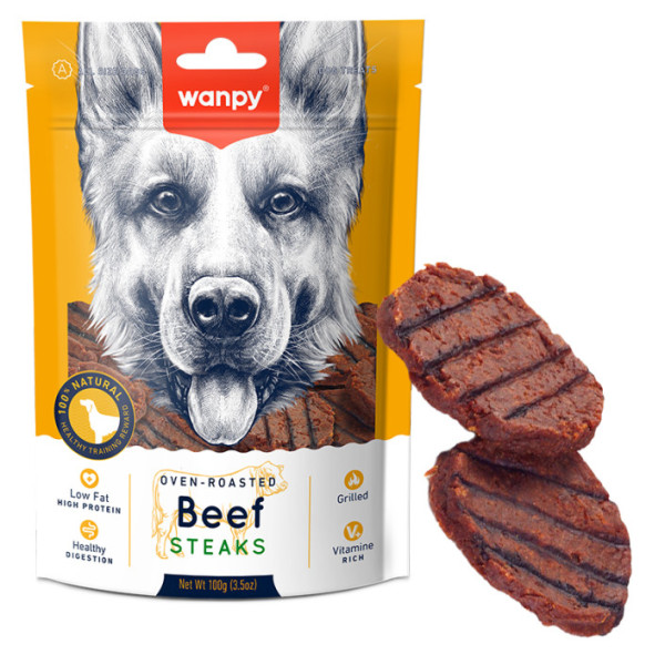 Wanpy (Ванпи) Dog Beef Steaks - Лакомство для собак, стейк гриль говядина курица 100 г