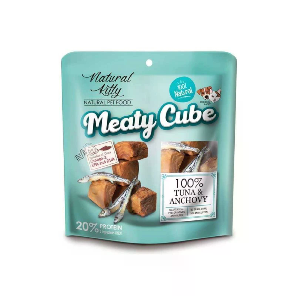 Natural Kitty (Нейчурал Китти) Dog & Cat Grain Free Tuna & Anchovy Meaty Cube All Life Stages Mini - Лакомства беззерновые для котов и собак любого возраста мелких пород кубики с мясом тунца и анчоусами 60 г