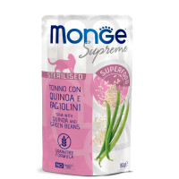 Monge (Монж) Supreme Cat Grain Free Tuna, Quinoa & Green Beans Sterilised Adult - Влажный беззерновой корм для взрослых стерилизованных котов с мясом тунца, киноа и стручковой фасолью 80 г