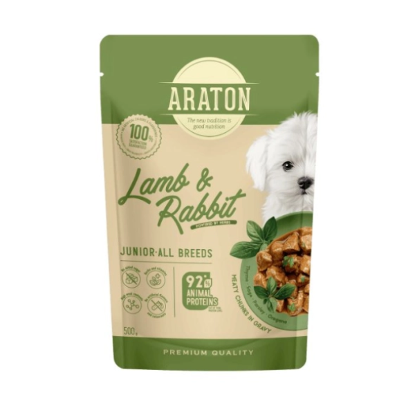 Araton (Аратон) Junior Dog All Breeds With Lamb And Rabbit - Влажный корм с ягненком и кроликом для щенков всех пород 500 г