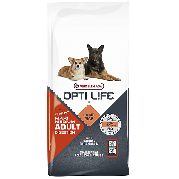 Opti Life (Опти Лайф) Adult Digestion Med and Max With Lamb - Сухой корм для собак средних и крупных пород для чувствительного пищеварения с ягнем 12.5 кг