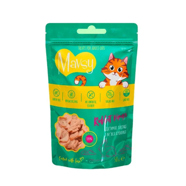 MAVSY CAT MINI RABBIT RINGS ласощі для котів з м'яса кролика